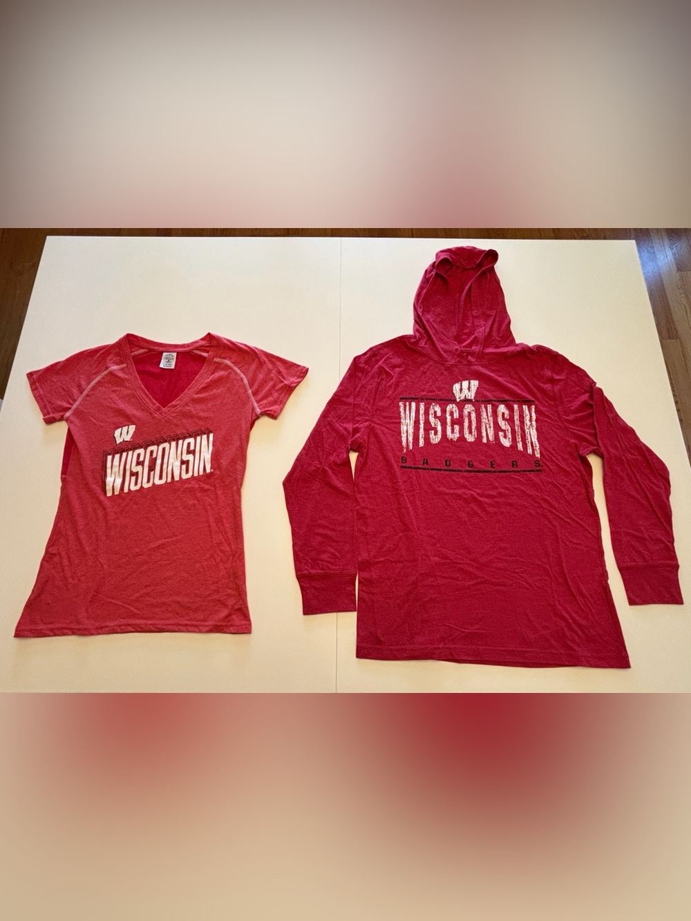 Wisconsin Badgers Women’s Short Sleeve Tee & Long Sleeve Hoodie Bundle - Medium